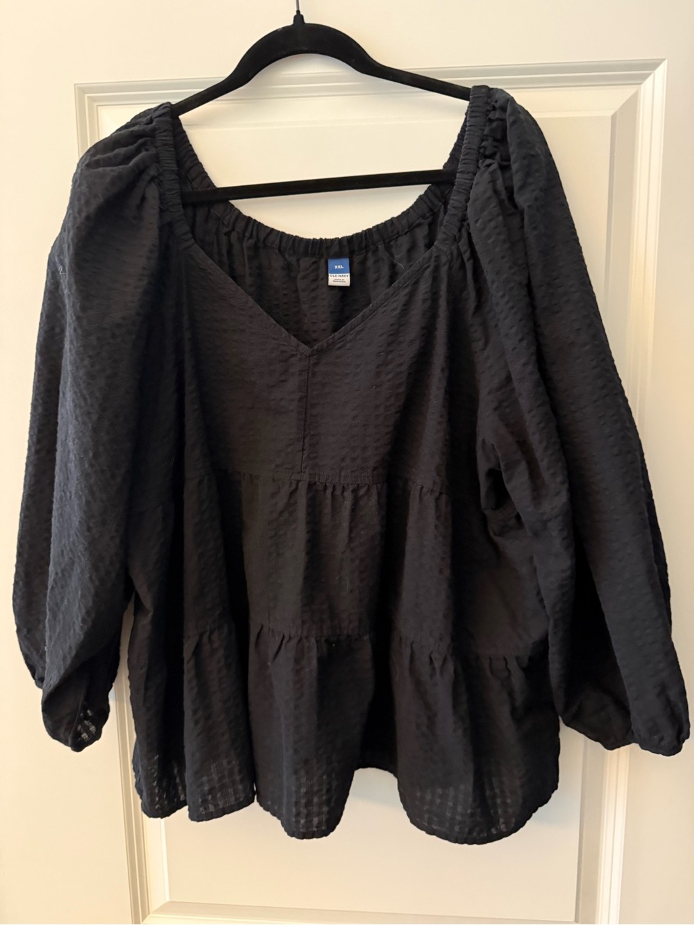 Black oversized flowy blouse top